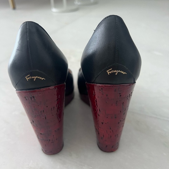 Gently used Ferragamo black pump wedge - Picture 5 of 7
